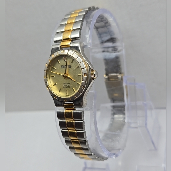 Vintage Manhattan By Croton Watch Diamond Gold Silver Two Tone 24mm New Battery - Picture 2 of 9